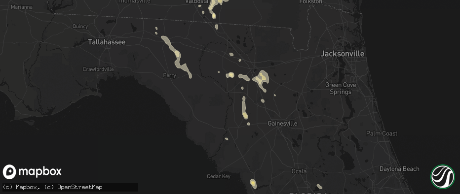Hail map in Branford, FL on May 17, 2026
