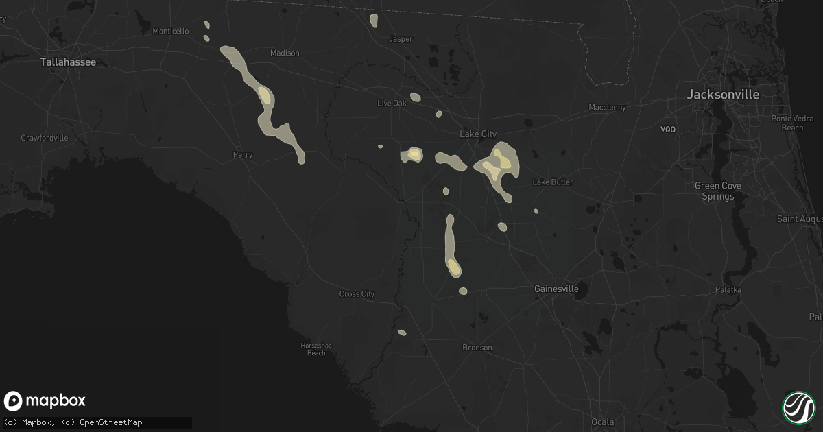 Hail map in Branford, FL on May 17, 2026
