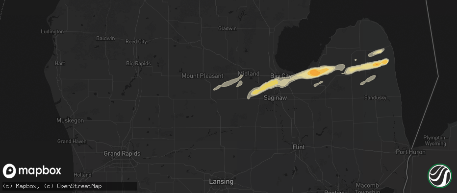 Hail map in Breckenridge, MI on May 17, 2026