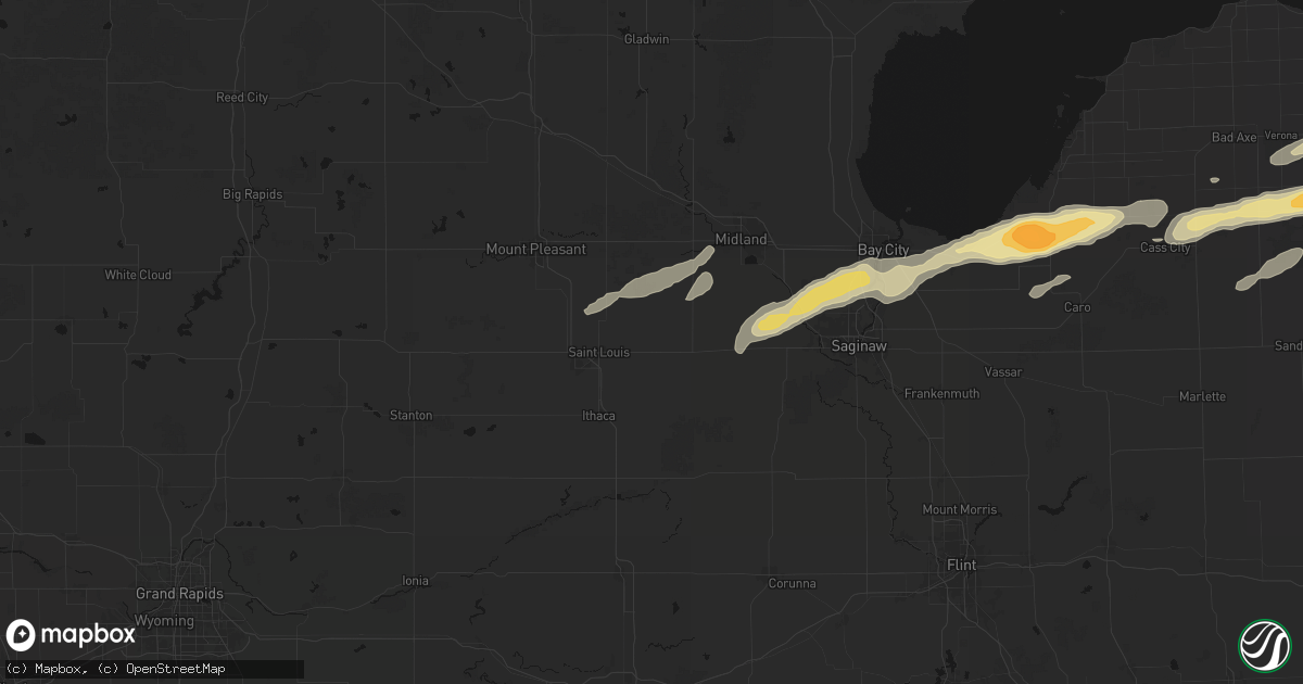 Hail map in Breckenridge, MI on May 17, 2026
