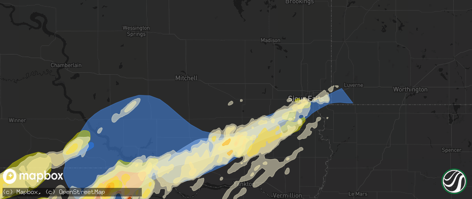 Hail map in Bridgewater, SD on May 17, 2026