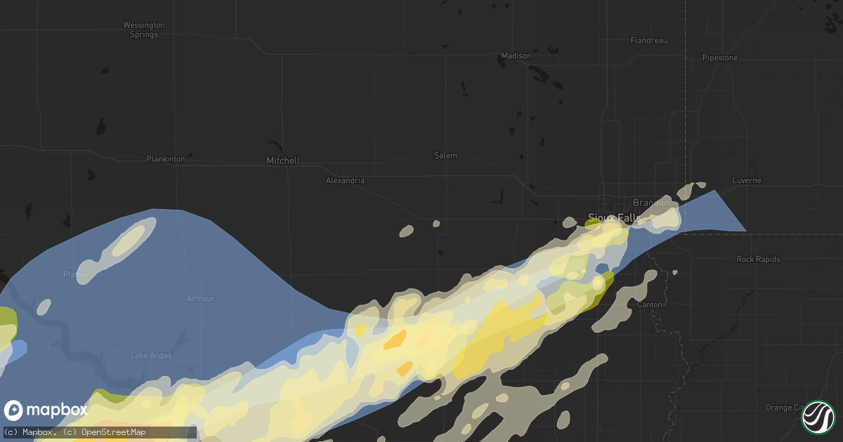 Hail map in Bridgewater, SD on May 17, 2026