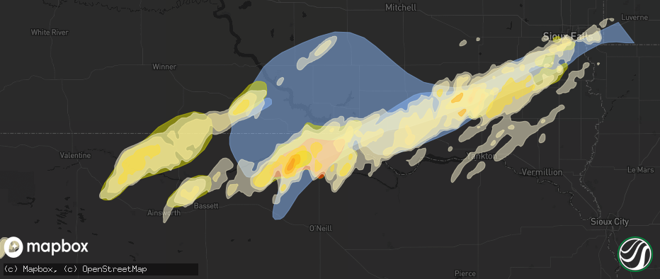 Hail map in Bristow, NE on May 17, 2026