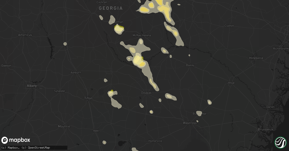 Hail map in Broxton, GA on May 17, 2026