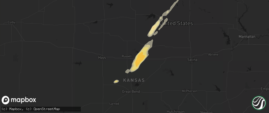 Hail map in Bunker Hill, KS on May 17, 2026