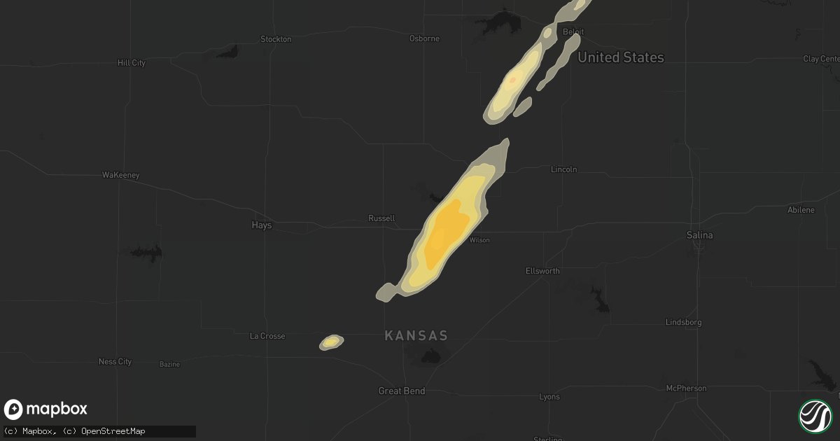 Hail map in Bunker Hill, KS on May 17, 2026