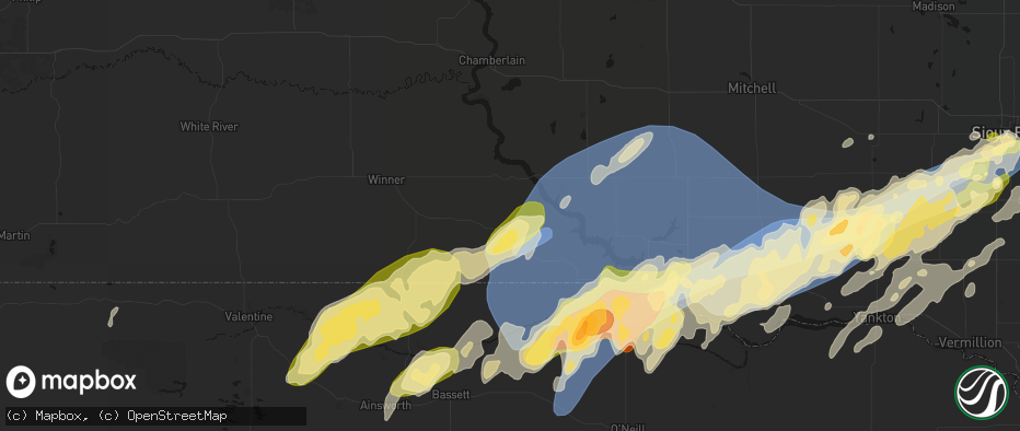Hail map in Burke, SD on May 17, 2026
