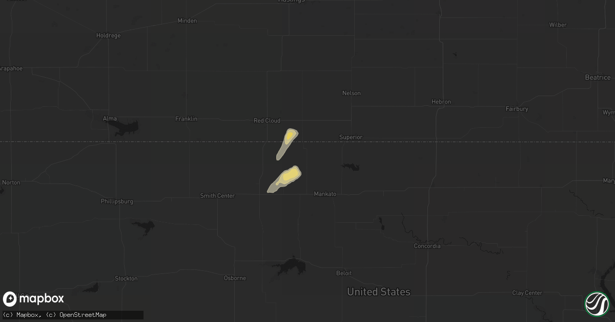 Hail map in Burr Oak, KS on May 17, 2026