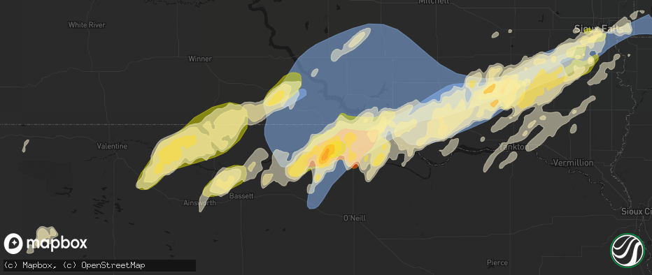 Hail map in Butte, NE on May 17, 2026