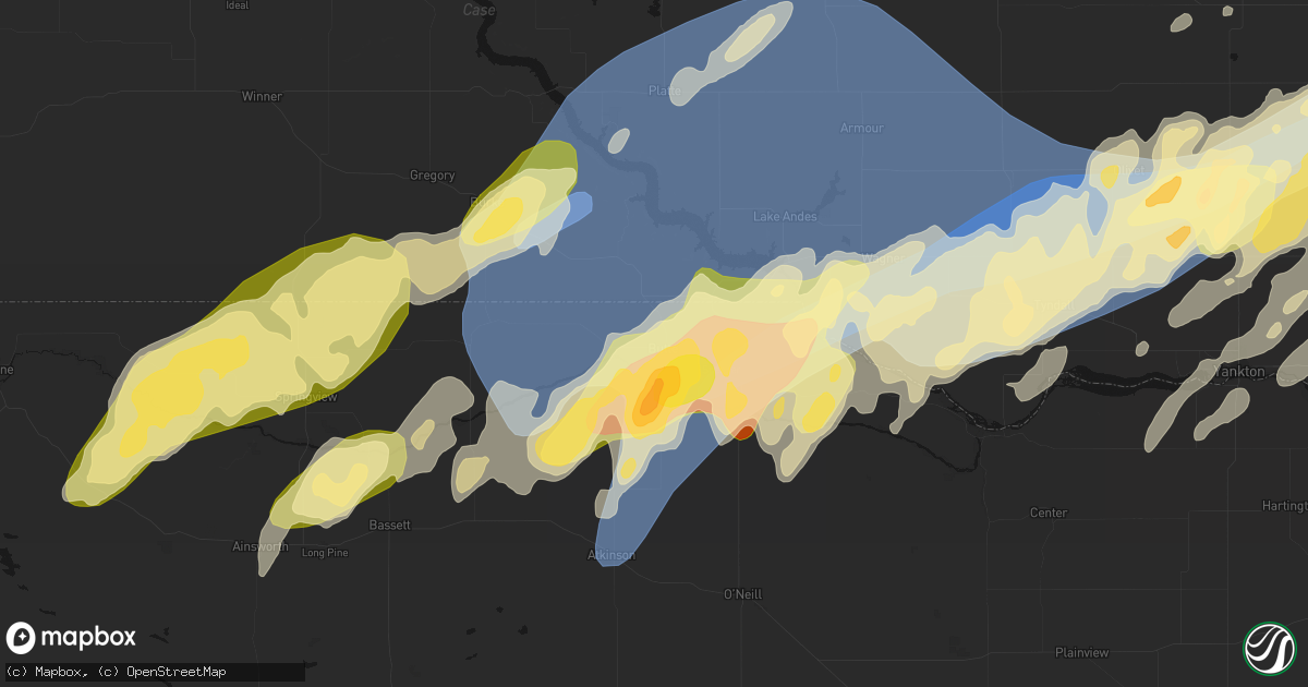 Hail map in Butte, NE on May 17, 2026