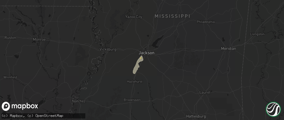Hail map in Byram, MS on May 17, 2026
