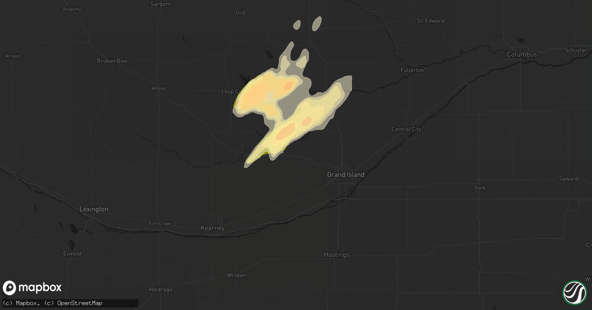Hail map in Cairo, NE on May 17, 2026