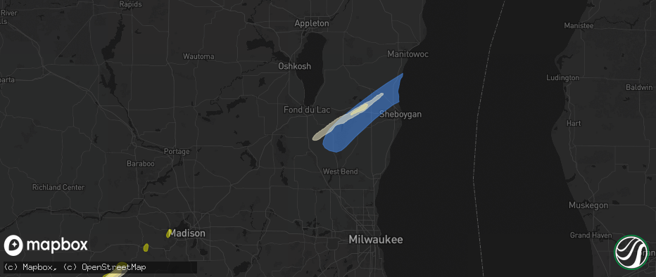 Hail map in Campbellsport, WI on May 17, 2026