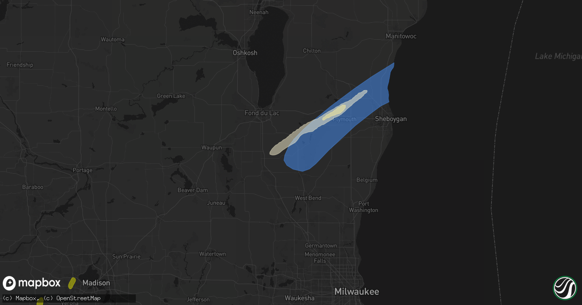 Hail map in Campbellsport, WI on May 17, 2026
