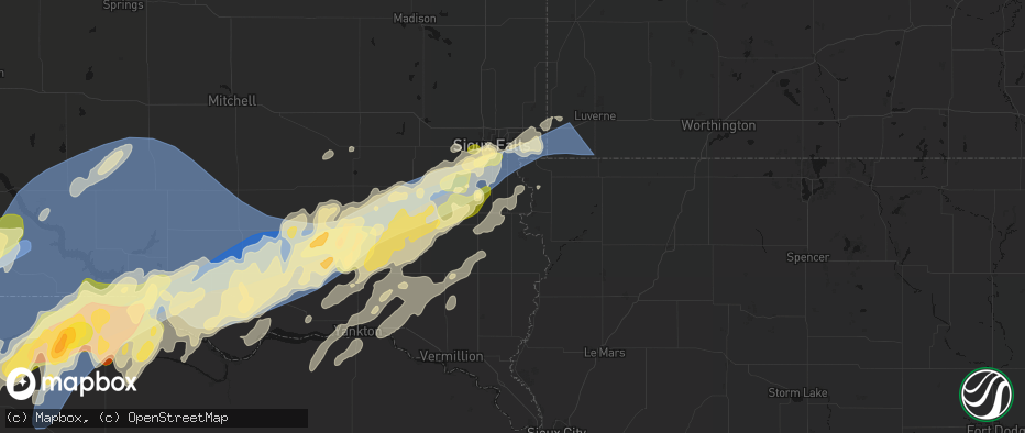 Hail map in Canton, SD on May 17, 2026
