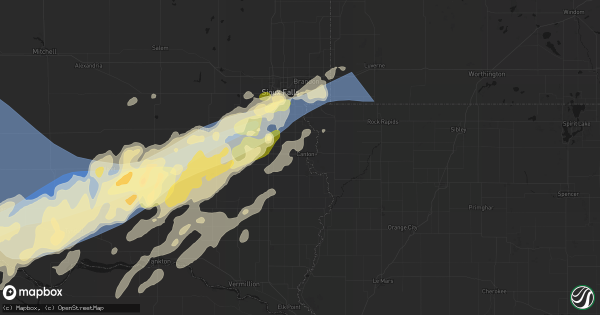 Hail map in Canton, SD on May 17, 2026