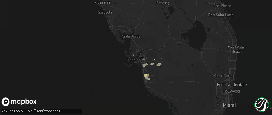 Hail map in Cape Coral, FL on May 17, 2026