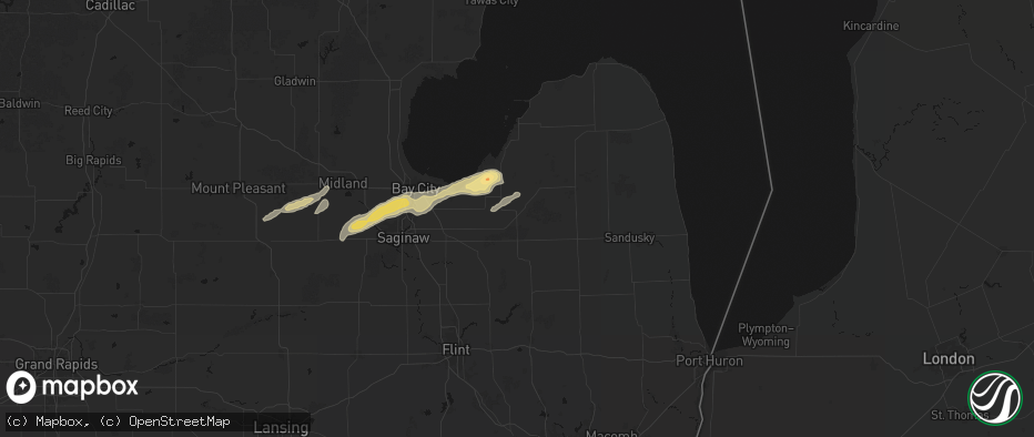 Hail map in Caro, MI on May 17, 2026