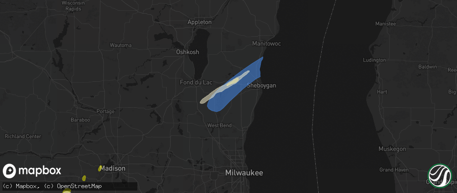Hail map in Cascade, WI on May 17, 2026