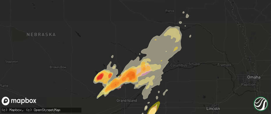 Hail map in Cedar Rapids, NE on May 17, 2026