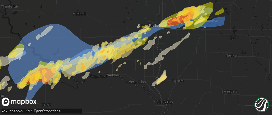 Hail map in Centerville, SD on May 17, 2026