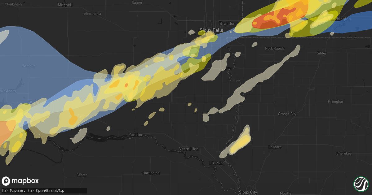 Hail map in Centerville, SD on May 17, 2026