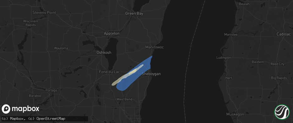 Hail map in Cleveland, WI on May 17, 2026