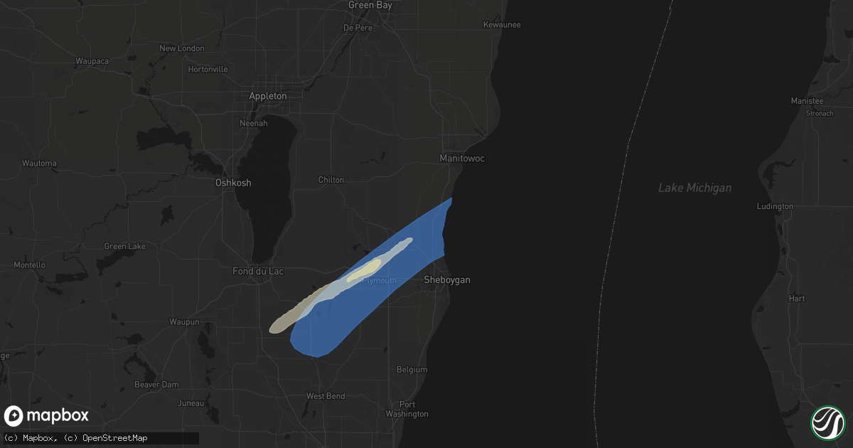 Hail map in Cleveland, WI on May 17, 2026