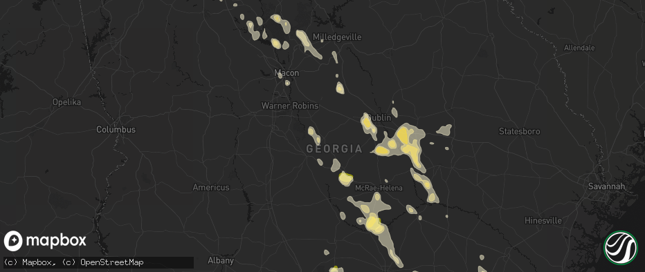 Hail map in Cochran, GA on May 17, 2026