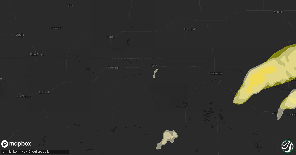 Hail map in Cody, NE on May 17, 2026