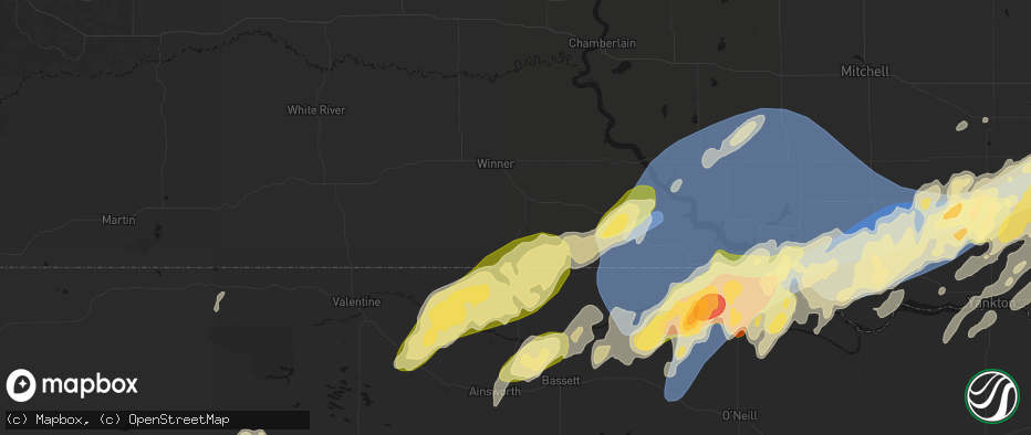 Hail map in Colome, SD on May 17, 2026