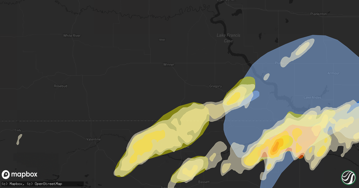 Hail map in Colome, SD on May 17, 2026