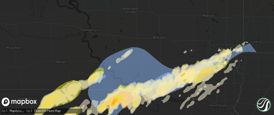 Hail map in Corsica, SD on May 17, 2026
