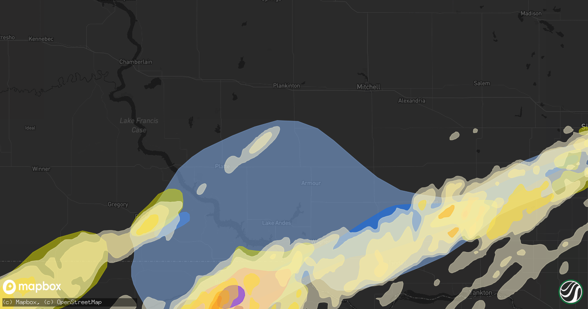 Hail map in Corsica, SD on May 17, 2026