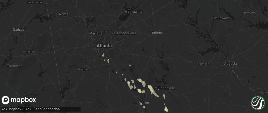 Hail map in Covington, GA on May 17, 2026