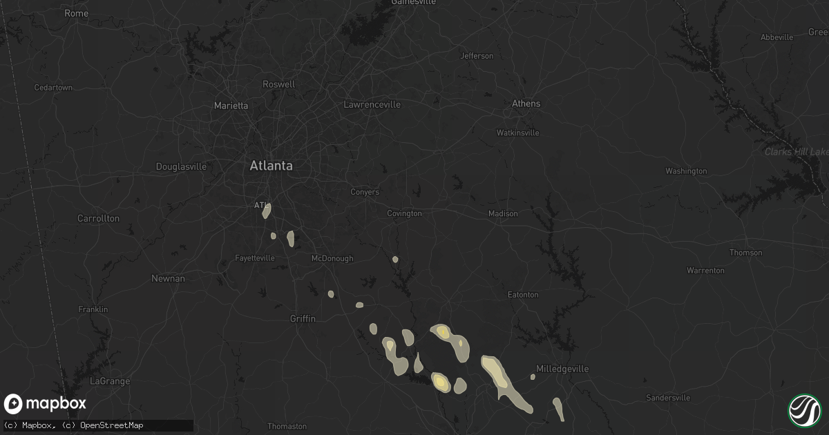 Hail map in Covington, GA on May 17, 2026