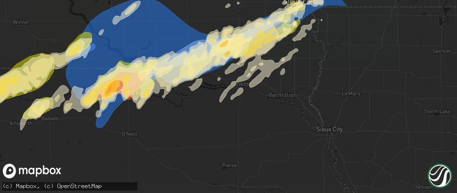 Hail map in Crofton, NE on May 17, 2026
