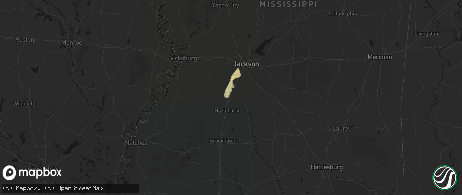 Hail map in Crystal Springs, MS on May 17, 2026