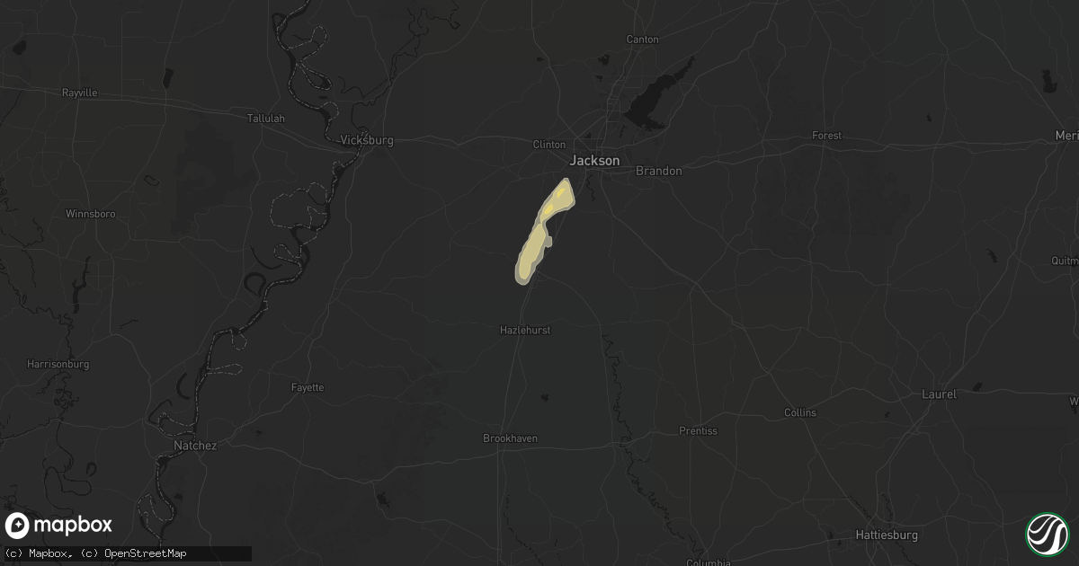Hail map in Crystal Springs, MS on May 17, 2026