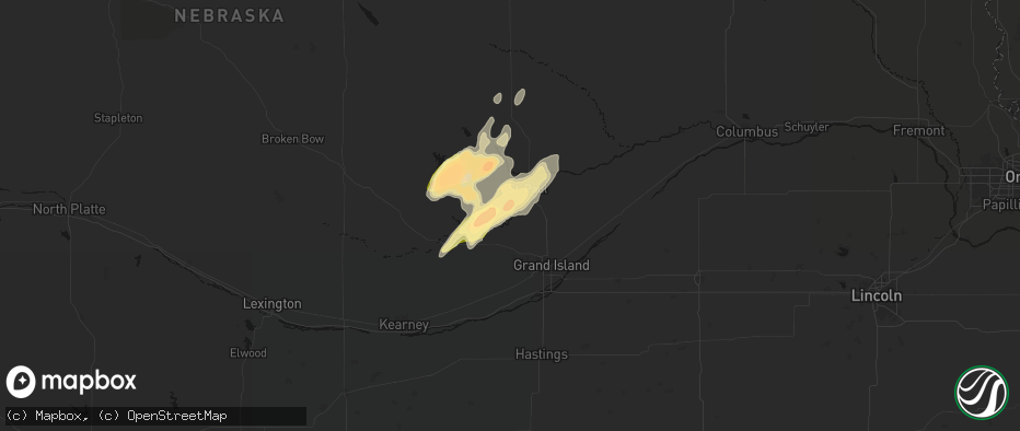 Hail map in Dannebrog, NE on May 17, 2026