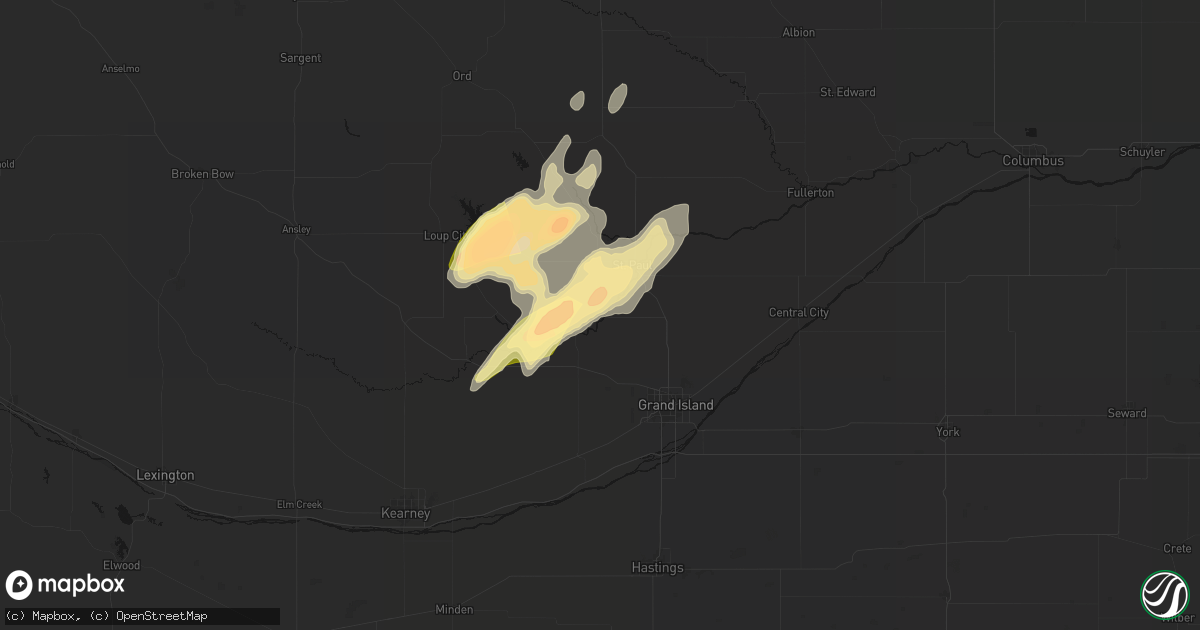 Hail map in Dannebrog, NE on May 17, 2026