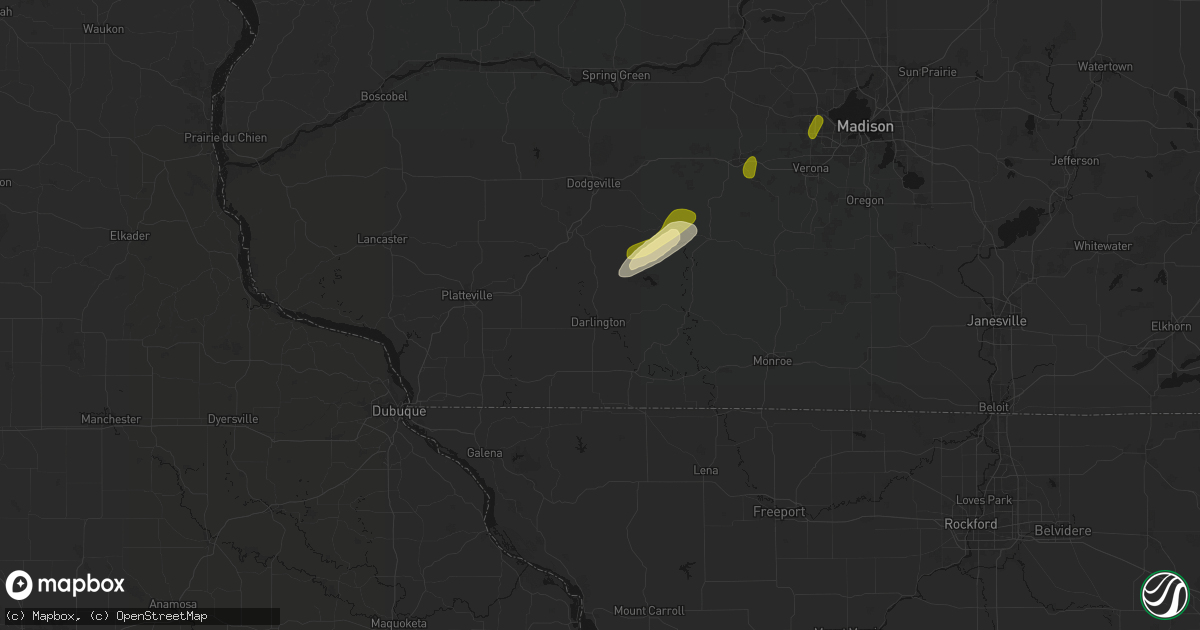 Hail map in Darlington, WI on May 17, 2026