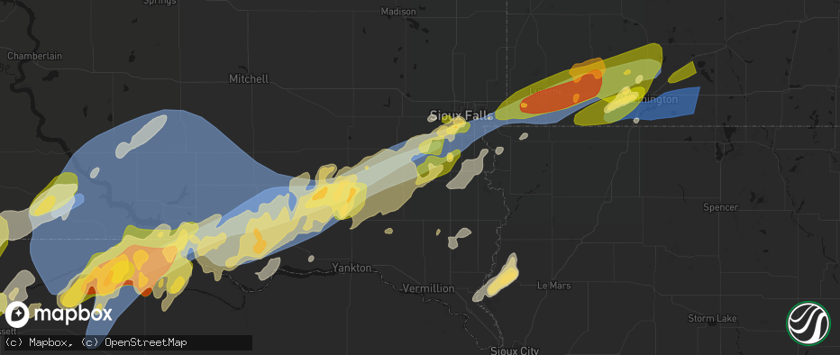 Hail map in Davis, SD on May 17, 2026