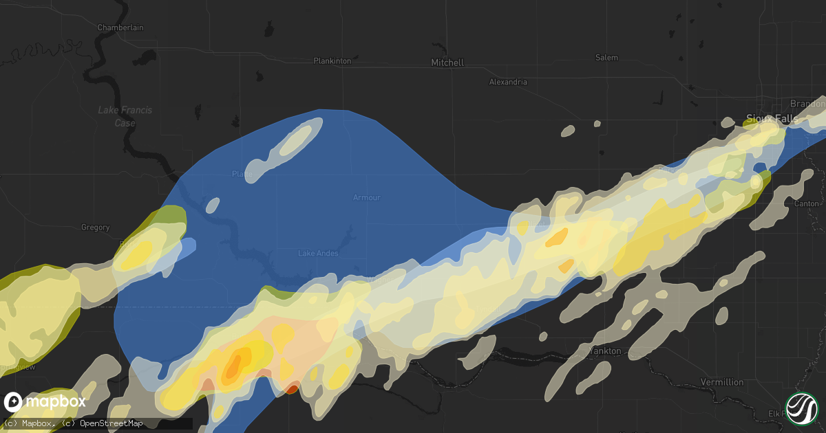 Hail map in Delmont, SD on May 17, 2026