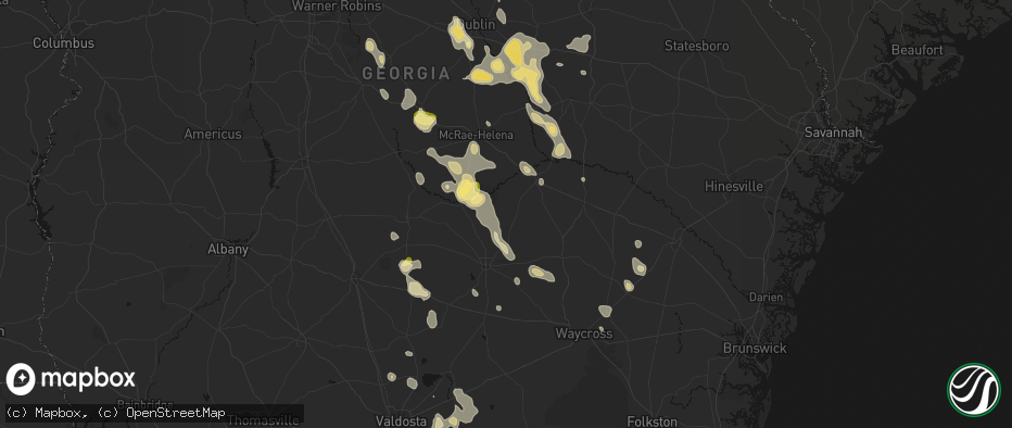 Hail map in Denton, GA on May 17, 2026