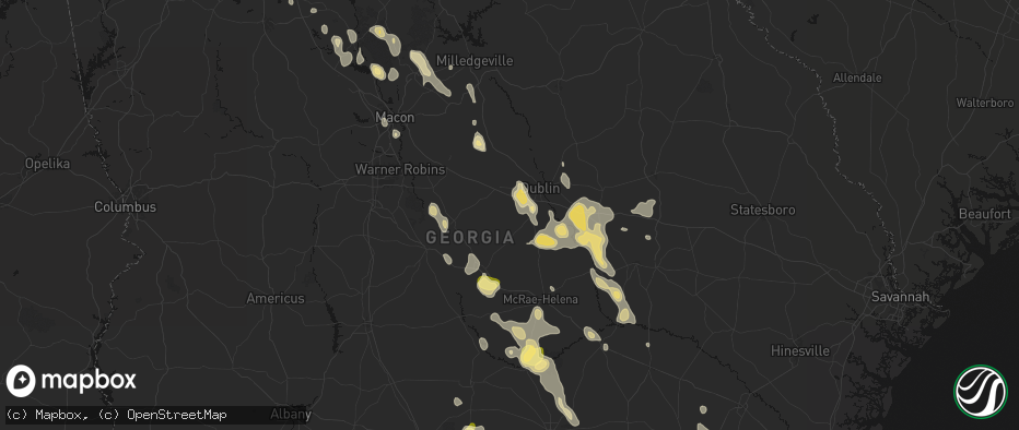 Hail map in Dexter, GA on May 17, 2026