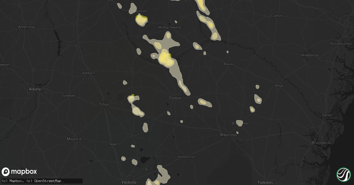 Hail map in Douglas, GA on May 17, 2026