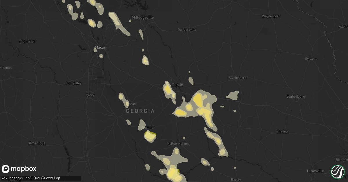 Hail map in Dublin, GA on May 17, 2026