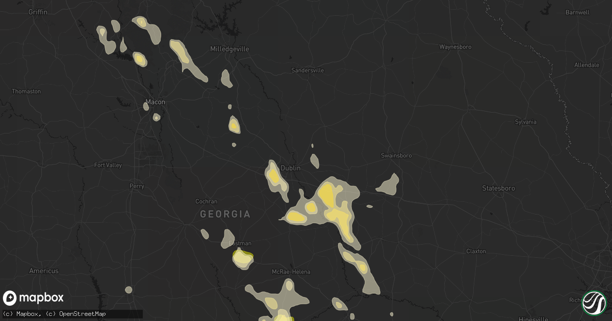 Hail map in East Dublin, GA on May 17, 2026