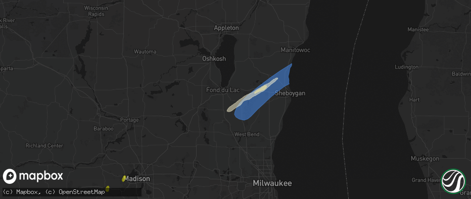 Hail map in Eden, WI on May 17, 2026